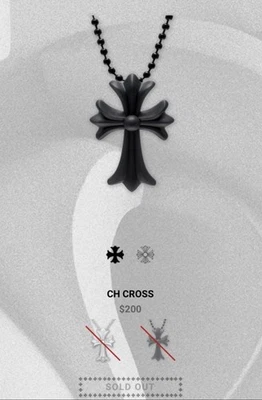 Collar Cruz Silicona Negro Corazones Cromo CH CROSS Lanzamiento 2025 Nuevo Foto 1 de 2