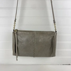 HOBO Intl Vintage Hide Leather Crossbody Shoulder Purse Topaz Whipstitch Taupe - Picture 1 of 13