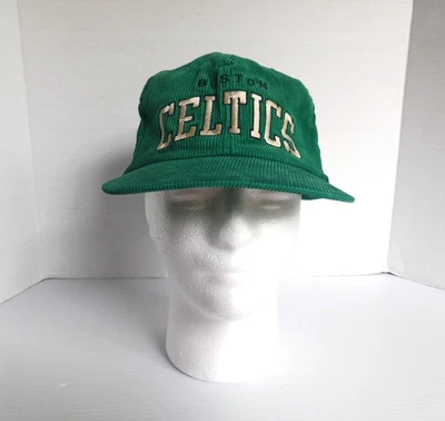 Boston Celtics Corduroy Starter Snapback Hat NBA Arch Green Corduroy Cap VTG - Image 1 of 4