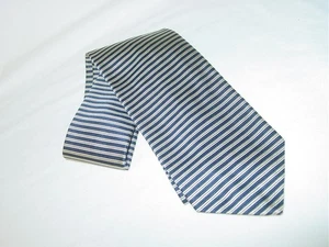 ROBERT TALBOTT Best of Class Nordstrom 100% Silk Striped Tie Silver & Blue - Picture 1 of 2