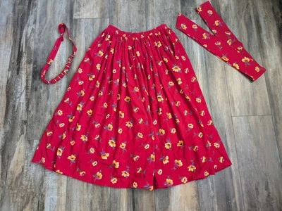 Conjunto de diadema vintage de falda floral roja Kathie Lee corbata hawaiana para mujer 6 de colección Foto 1 de 4