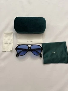 Gucci - Striped Aviator-Style Acetate Sunglasses - Black - Picture 1 of 16
