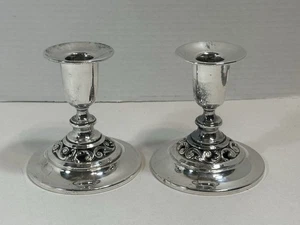 2 - Antique 1847 Rogers Bros Silver Plated Candle Stick Holders Ornate Victorian - Picture 1 of 10