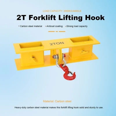 2000KG 4400LBS Forklift Lifting Hook Attachment 2 Ton for Telehandler Crane - Image 1 of 4