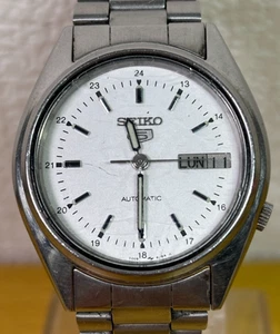 SEIKO 5 7009-6000 Silver vintage AUTOMATIC Day-Date Men's Watch From Japan - Picture 1 of 10