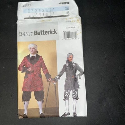 Butterick 4317 Sz 42-48 Colonial Costume George Washington Jacket Jabot Pants - Image 1 of 4