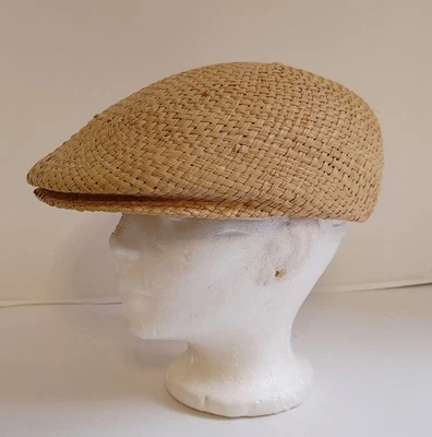 Sombrero de paja de rafia de taxista gorra de noticiero Ascot golf para hombre talla grande tejido beige Foto 1 de 4