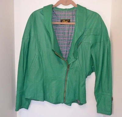 Chaqueta de cuero VERDE SUAVE VINTAGE CHAPS para mujer talla S 38 Foto 1 de 4