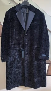 ABRIGO LARGO DE TERCIOPELO NEGRO VERSACE CABAN ASTRAKAN HOMBRE Talla 52 - Imagen 1 de 17