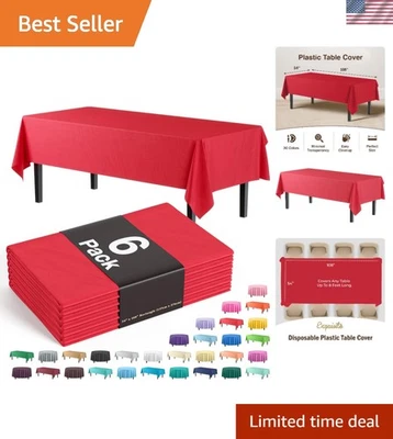 High Opacity Red Plastic Table Covers 54" x 108" - Great for Parties & More - Image 1 of 4