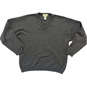 VTG Eddie Bauer Knit Sweater Men XL Gray Grandpa Wool Pullover UK Cabincore FLAW - Picture 1 of 9