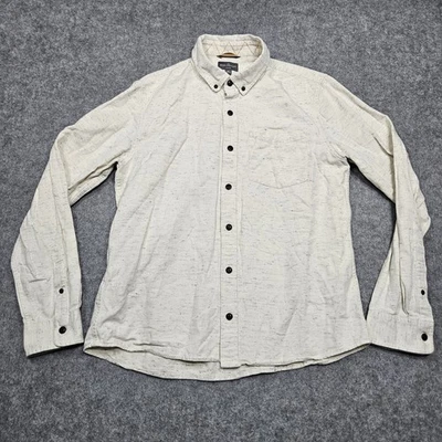 LL Bean Mens Medium Cream Signature Donegal Woven Twill Slim Fit Button Up - Image 1 of 4