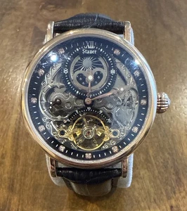Stauer Moon Phase Skeleton Men's Automatic Watch 46334 NEW Factory Protector - Picture 1 of 11