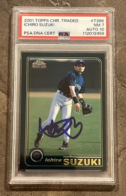 🔥🟦Ichiro Suzuki🟩🔥 2001 Topps Chrome Traded RC Auto PSA 7 AUTO 10 GEM MINT - Image 1 of 4