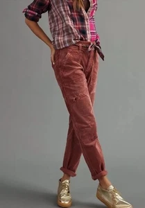 Pilcro The Wanderer Anthropologie Corduroy Rust Orange Faded Red Pants Size 30 - Picture 1 of 10