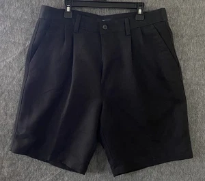 Dockers Golf Shorts Mens 32 Black Pleated Relaxed Fit Preppy Dad Casual Golfwear - Picture 1 of 7