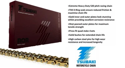 Suzuki GSXR1000 09-16 Tsubaki Pro-Race X-Ring 520 Pitch Gold Chain - 120 Links - Изображение 1 из 3