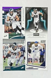 Lote de cuatro tarjetas de novato Panini Dallas Goedert 2018 Philadelphia Eagles RC - Imagen 1 de 9