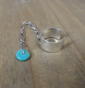 Native American Navajo Sterling Turquoise Drop Earring Cuff - Picture 1 of 7