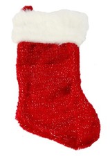 14" Plush Christmas Sparkle Stocking Red & White Soft Classic Decoration Santa