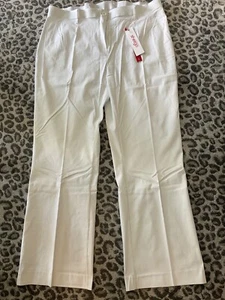 Sheego Kaleidoscope Plus Size 24 White Stretchy Bootcut TROUSERS Summer Holiday - Picture 1 of 2