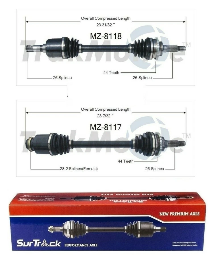 Par de eixos dianteiros CV SurTrack conjunto automático transm. Para Mazda Protege5  - Imagem 1 de 1