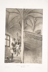 Litho XIX° Escalier du Château de BAUGE (49) Baron de Wismes, Architecture   - Imagen 1 de 2