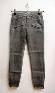 Pierre Balmain Jeans Size UK 10 IT 42 Distressed Wax Cotton Coated Grey Silver - Picture 1 of 8