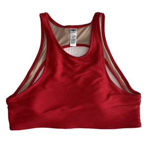 Top de natación halter vintage azul marino cuello alto XXL acanalado tejido elástico forrado rojo - Imagen 1 de 8