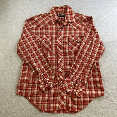 Camisa VIP Western Wear Para Hombres Grande Roja A Cuadros Perla A Presión Manga Larga Con Botones Foto 1 de 4