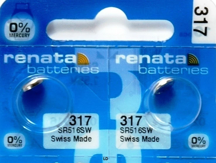 317 RENATA SR516SW (2 Piece) SR516W WATCH BATTERIES New Authorized Seller - Image 1 of 4