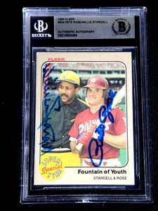 WILLIE STARGELL & PETE ROSE DUAL SIGNED 1983 FLEER CARD #634 BECKETT AUTOGRAPHED