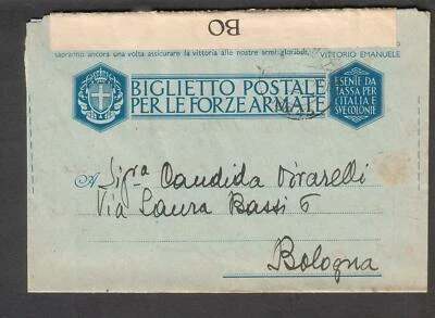 Italy 1942 WWII censor cover Rebucci Reparto 5060c Posta Militaire 45 to Bologna - Image 1 of 3
