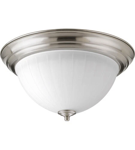Progress Signature LED Brushed Nickel Flush Mount Ceiling Light in Etched Ribbed - Image 1 of 1