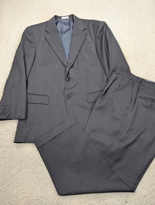 Suit Mens 42R 34x28 Gray Wool 2 Piece Vintage Jacket Pants Geoffrey Beene 2 Btn - Picture 1 of 22