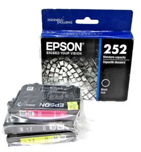 NUEVO OEM 252 EPSON 2 cartuchos de tinta negra T252120 estándar 03/2024 amarillo magenta - Imagen 1 de 3