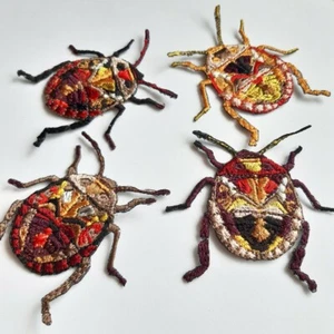 Bugs Insects 4 pcs Set Handmade Embroidered Patch - Picture 1 of 6
