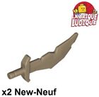 Lego 2x minifig arme weapon sabre sword pe Scimitar nicks beige fonc 60752