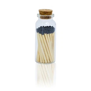 2" Small Matchsticks Jars Decorative Cork Bottle - Black - Picture 1 of 7