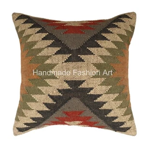 Jute Cushion Cover Throw Indian Vintage Handmade Kilim Pillows Case 18x18 In - Picture 1 of 5