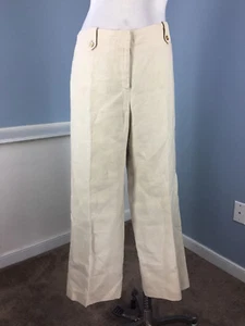 J McLaughlin 12 Beige Linen Pants Excellent Career Casual Work Wow - Picture 1 of 5