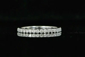 $2,300 14K White Gold Round Diamond Eternity Full Circle Wedding Band Ring 5.25 - Picture 1 of 9