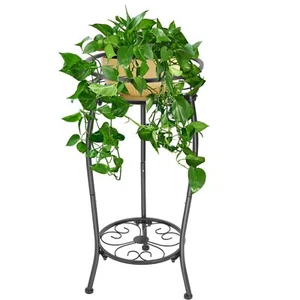 Metal Plant Stands Indoor Outdoor 2 Tier Tall Potted Plant Stand Plant Shelf Fl - Picture 1 of 8
