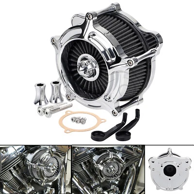Motor Chrome Air Filter Intake Cleaner For Harley Street Electra Glide FLHX FLHT - Image 1 of 4