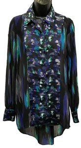 Kirna Zabete High-Low Tunic Top Long Sleeve Sheer Artsy Size S - Picture 1 of 11