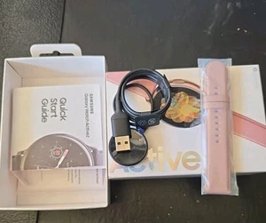 Oem Samsung Galaxy Watch Band & Charger 20mm S/M Pink/Gold Curved Fits Galaxy 2 - Picture 1 of 1