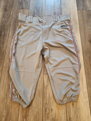 Large Rawlings Men’s Gray Knicker Baseball Pants, Red, White & Blue Striped (NWT - Image 1 of 4