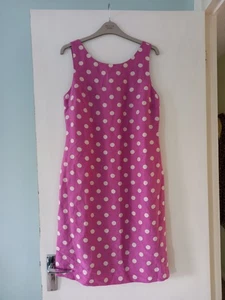 Fenn Wright Manson Shift Dress Size 12 Pink Polka dots Linen Silk blend Wedding - Picture 1 of 4