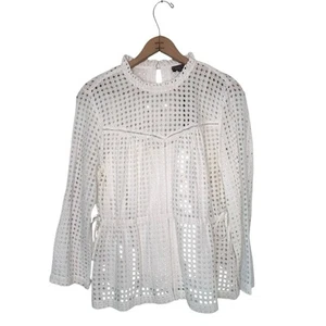 J. Crew Point Sur Damen-Top mit Ösen in Elfenbein Größe 4 neu mit Etikett - Bild 1 von 12