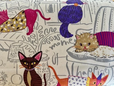 Cat - Cat Fabric - Japanese Fabric - Kokka - Cotton Oxford